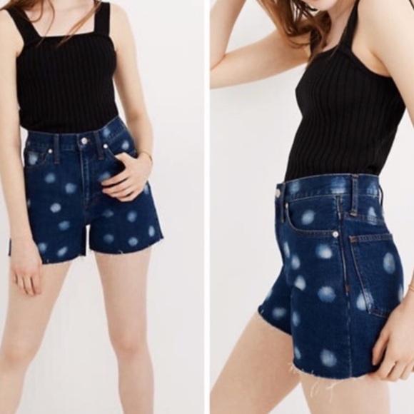 Madewell High Waisted The Perfect Vintage Short Polka Dot - Picture 1 of 11